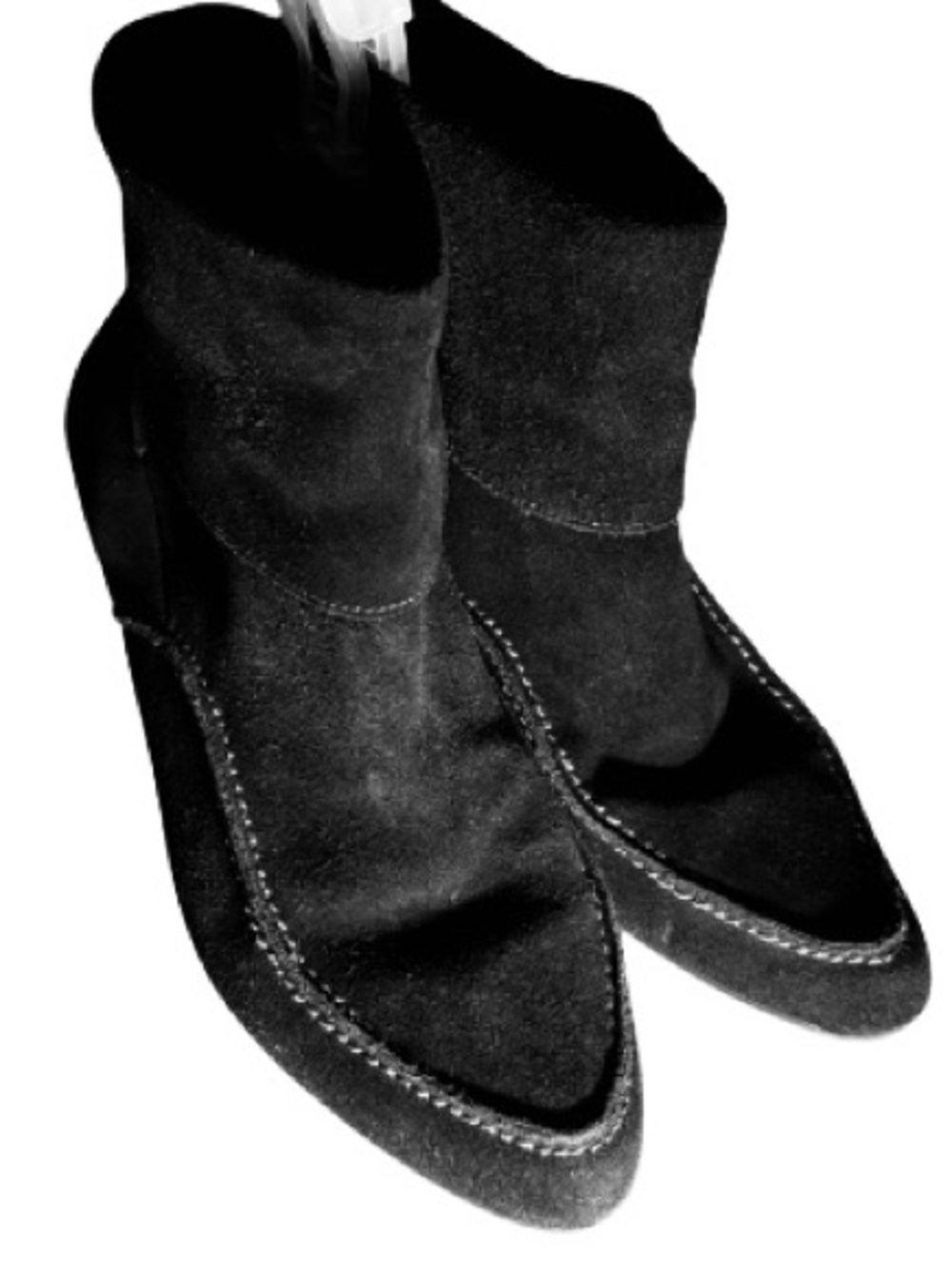 Pointed Toe Black Suede Ankle Boots.